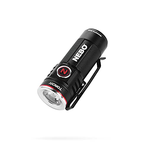 NEBO Torchy Rechargeable Pocket Flashlight | 1,000 Lumens, 5 Light Modes, Magnetic Base & Steel Clip, Water Resistant, LED Mini Flashlight for EDC & Camping, Includes Charging Cable