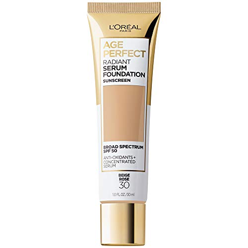 L'Oreal Paris Age Perfect Radiant Serum Foundation with SPF 50, Beige Rose, 1 fl. oz.