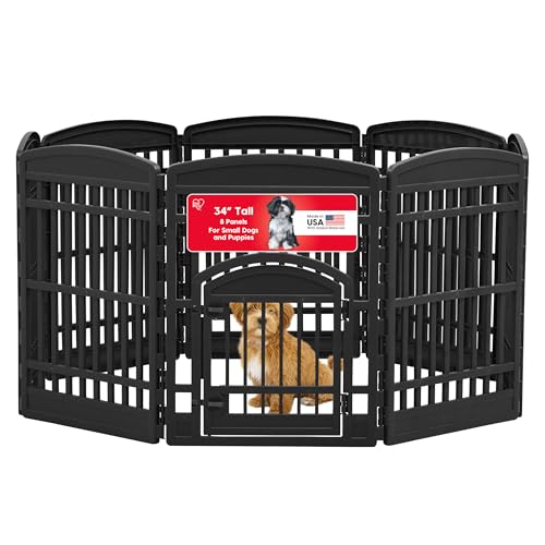 IRIS USA 34" 8-Panel Dog Playpen with Door Frosty White