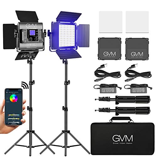 GVM RGB LED Panel Video Light, Photography Lighting with APP Control, 800D Video Lighting Kit for YouTube Studio, Gaming, Streaming, Conference, 8 Kinds of Scene Lights, CRI 97, 2 Packs
