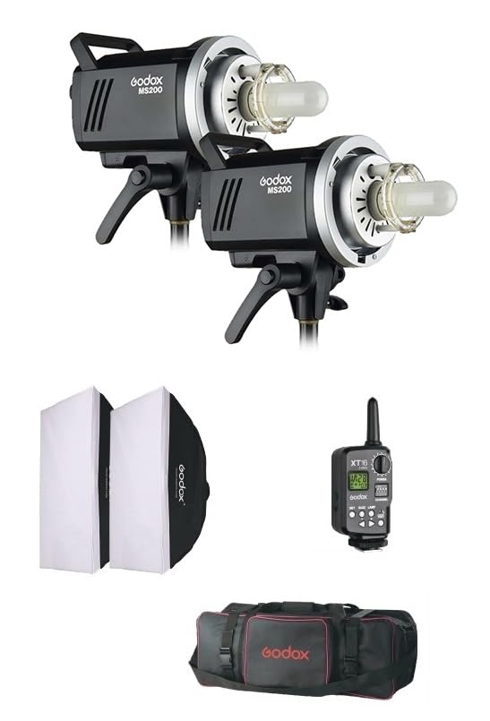 GODOX MS200 Studio Light Kit 200Ws GN53 5600K | Bowens Mount Portable Monolight | Built-in GODOX 2.4G Wireless System | 150W Modeling Lamp | Outstandi