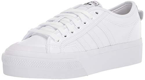 adidas Originals Women's Nizza Platform, White/White/Black, 5.5