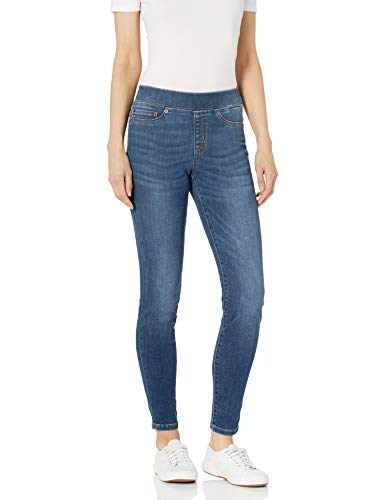 Amazon Essentials Women's Mid-Rise Stretch Pull-On Jegging - Discontinued Colors, Medium Blue, 10 Short