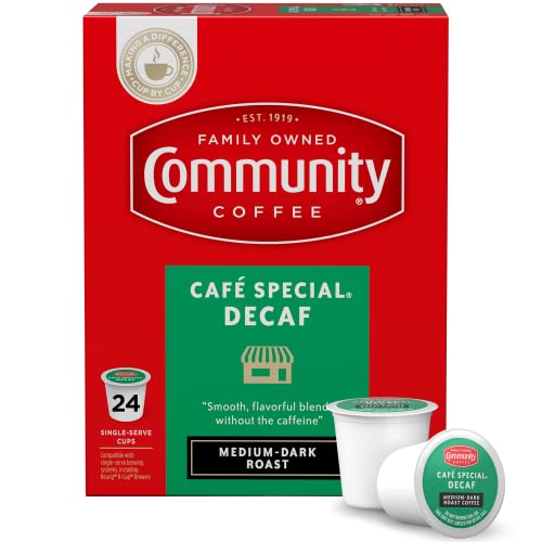 Community Coffee Cafe Special Decaf 24 Count Coffee Pods, Medium Dark Roast, Compatible with Keurig 2.0 K-Cup Brewers, 24 Count (Pack of 1)