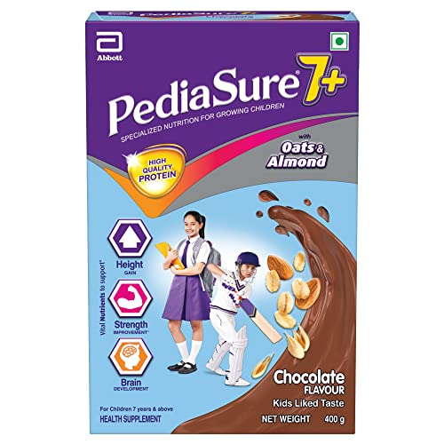 PediaSure 7+ Specialized Nutrition Drink Powder 400 Grams,Premium Chocolate Flavour With Oats & Almonds,For Growing Children,Supports Height Gain,Musc