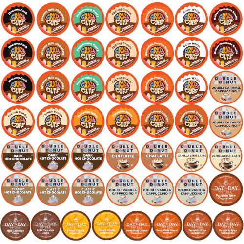 Crazy Cups Hot Chocolate and Cappuccino Single Serve Cups, Variety Pack Sampler For Keurig K Cup Brewers, includes Hot Cocoa from Grove Square and Crazy Cups, 50 Count