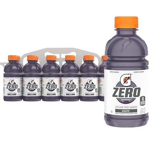 Gatorade Thirst Quencher Zero Sugar Sports Drink, Grape, 12oz Bottles, 12 Pack, Electrolytes for Rehydration