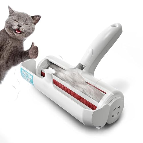 DELOMO Large Fur-Bin Roller DELOMO Pet Hair Remover Roller, Reusable Lint Roller for Dog and Cat Hair | Portable Pet Hair Roller with Large Fur Bin, Fast Cleaning for Couches, Bedding, Rugs, Car Seats and Furniture, No Batteries