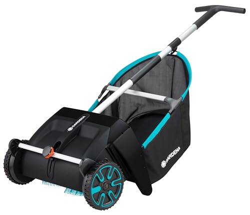 GARDENA (03565) Lawn and Leaf Collector, Durable and Easy to Manuever Push Lawn and Leaf Sweeper with Large Capacity 3.2 cu. ft. Mesh Collection Hopper Bag, 5 Year Warranty