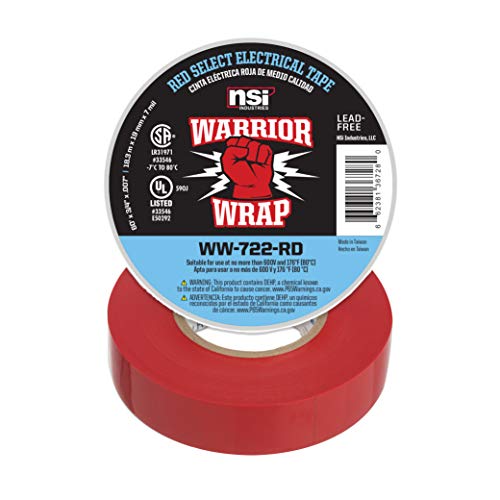 WarriorWrap Select 3/4 in. x 60 ft. 7 mil Vinyl Electrical Tape, Red