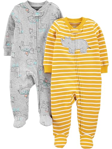 Simple Joys by Carter's Pacote com 2 unidades de algodão com zíper bidirecional para bebês meninos, para dormir e brinca...