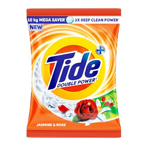 Tide Plus Detergent Washing Powder - 10kg Mega Saver Pack | Jasmine & Rose Fragrance | Removes deep-seated Oil, Gravy, Tea Stains | World's No. 1 Dete