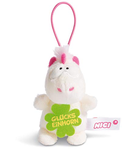 ⚡ BLITZDEAL (-62%) NICI 44985 Anhänger Einhorn Theodor mit Spruch GLÜCKSEINHORN 8cm mit Loop, Weiß/Pink