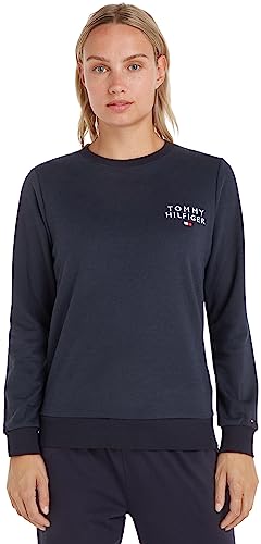 🔥 STARKER PREIS (-60%) Tommy Hilfiger Damen Sweatshirt Track Top Rundhalsausschnitt, Blau (Desert Sky), XL