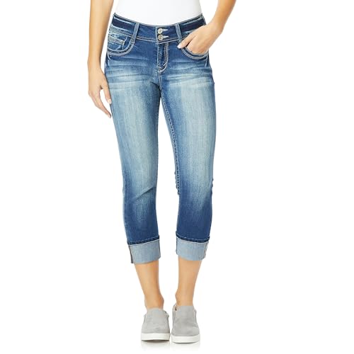 WallFlower Women's Luscious Curvy 23.5'' Crop Mid-Rise Insta Stretch Juniors (Standard and Plus), Jenna, 9