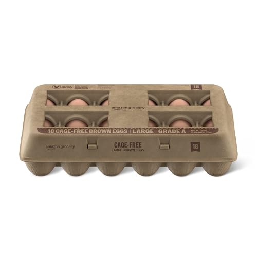 Amazon Grocery, Cage-Free Brown Eggs, Grade A, 18 Ct (Previously Amazon Fresh, Packaging May Vary)