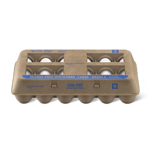 Amazon Grocery, Cage-Free Large White Eggs, Grade A, 18 Ct