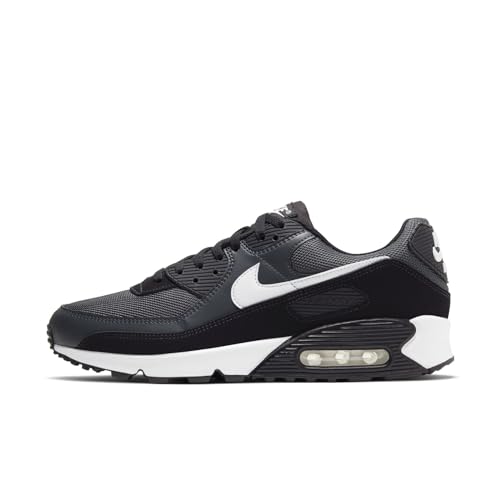 Nike Air Max 90 Leather, Women's Sneakers, Iron Grey White Dk Smoke Grey Black, 7.5 US