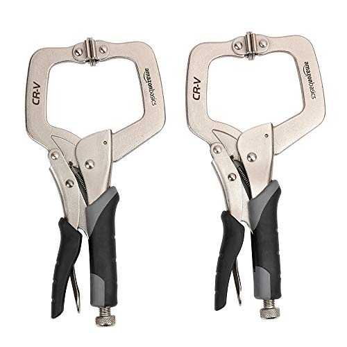 Amazon Basics Adjustable Metal Face Clamps for Woodworking, Welding, or Repairs, 11-inch, Pack of 2, Black/Silver