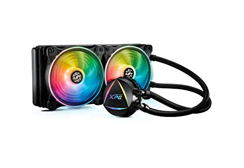 XPG Levante 240 ARGB All-in-one CPU Liquid Cooling Solution with Copper Plate Block, Durable Sleeved Rubber Tubes, Dual Ring FDB Fan Design