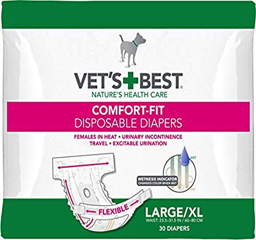 Vets Best Comfort Fit Dog Diapers | Disposable Female Dog Diapers |, Large/X-Large, 30ct