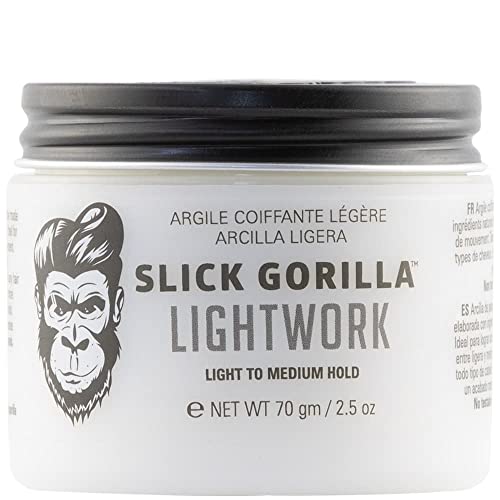 Slick Gorilla Lighwork Matte Hair Clay for Men 2.5 oz | Matte Finish | Flexible Hold | Lightweight Styling | Water-Based | Natural Texture | Non-Greasy Grooming Clay for Everyday Use