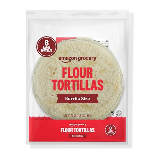 Amazon Grocery, Flour Tortillas, Burrito Size, 20 Oz, 8 Ct (Previously Happy Belly, Packaging May Vary)