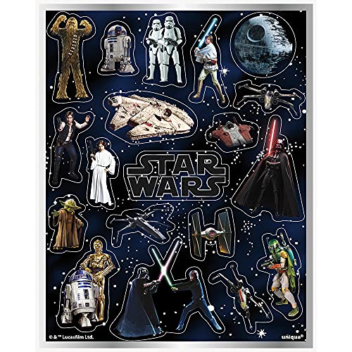 Multicolor Star Wars Classic Sticker Sheets (4 Count) - Perfect for Epic Themed Parties & Galactic Celebrations