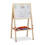 Relaxdays — Tableau chevalet enfant en bois, craie