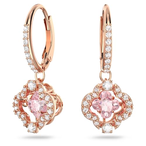 (-37%) Swarovski Una Ohrringe, Glücksklee, Rosa, Roségold-Legierungsschicht
