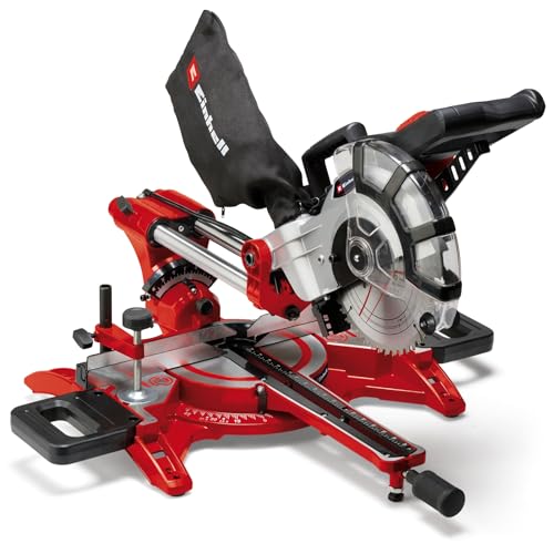 (-44%) Einhell Zug-Kapp-Gehrungssäge TC-SM 2131/2 Dual (1800 W, max. 62 mm x 310 mm Schnitttiefe/-breite, Ø 210 mm Sägeblatt, beidseitig neigbarer Sägekopf, Zugfunktion, Laser)
