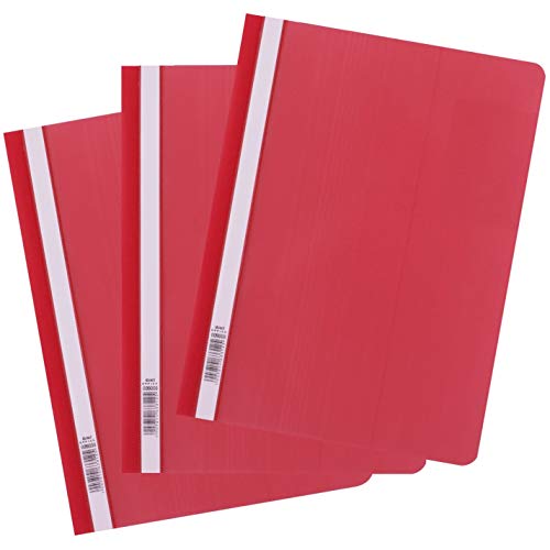 ⚡ BLITZDEAL (-71%) D.RECT 25 Stück | Schnellhefter A4 aus Kunststoff mit transparentem Vorderdeckel | Plastik-Schnellhefter aus PP-Folie Rot