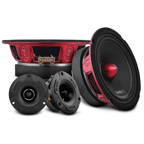 DS18 Mid and High Car Speaker Package - 2X 6.5" Midrange, 2X 1" Tweeters, Built-in Crossover