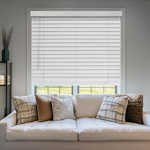 CHICOLOGY Faux Wood Blinds,W...me,Basic White,12"W X 72"H