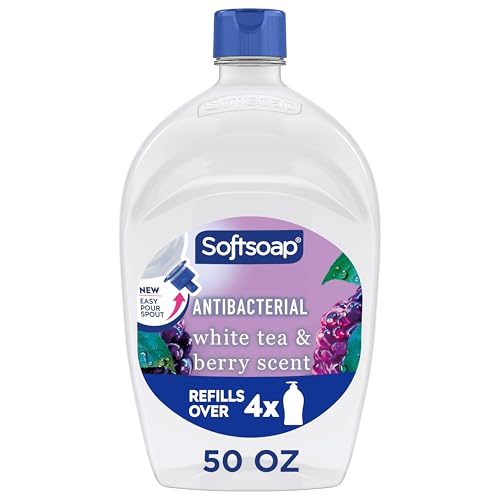 Softsoap Antibacterial Liquid Hand Soap Refill, White Tea & Berry Scented Hand Soap, 50 Ounce(Packaging May Vary)