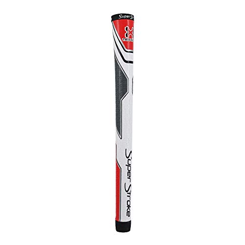 SuperStroke Traxion Tour Golf Club Grip, Standard, Advanced Surface Texture Improves Feedback and Tackiness and Even Hand Pressure, White/Red/Gray