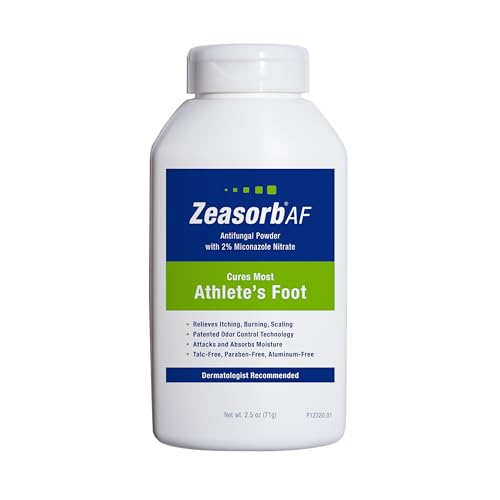 Zeasorb Super Absorbent AF Powder, Patented Odor Control Technology, with 2% Miconazole Nitrate and Soothing Aloe, Talc-Free, 2.5 oz Bottle