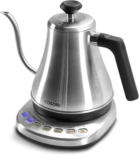 COSORI Gooseneck Electric Kettle with 5 Variable Presets, Pour Over &amp; Coffee maker, 100% Stainless Steel Inner Lid &