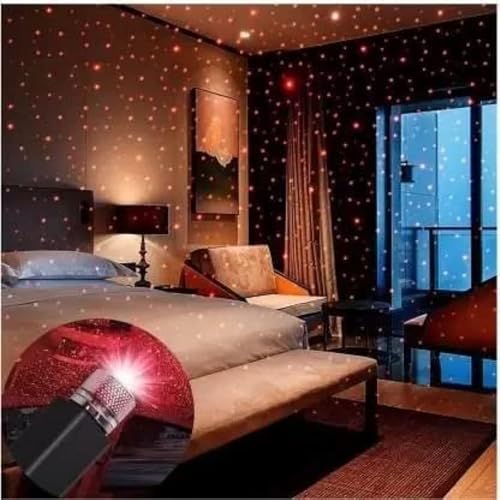 BAILONGJU USB Star Projector Night Light, Adjustable Romantic red Interior Car Lights, Bending Freely Portable Auto Roof Lights Decoration for Ceiling, Bedroom, Party