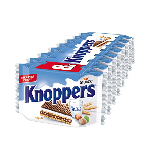 🔥 STARKER PREIS (-25%) Knoppers, gefüllte Waffelschnitten mit Haselnüssen - 8 x 25 g