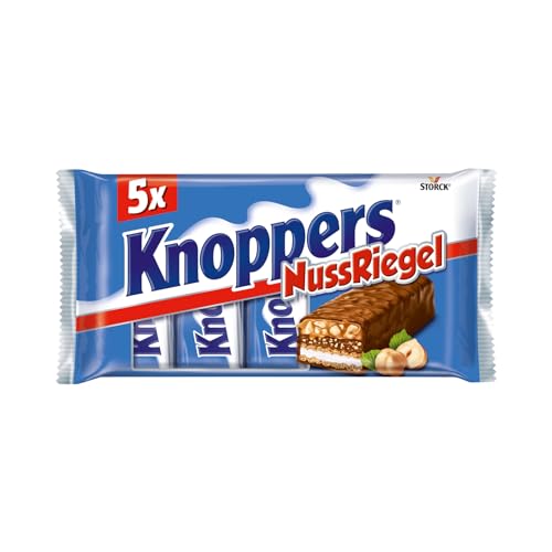 🔥 STARKER PREIS (-31%) Knoppers NussRiegel, 5 Schokoriegel mit Haselnüssen & Karamell - 1 x 200 g