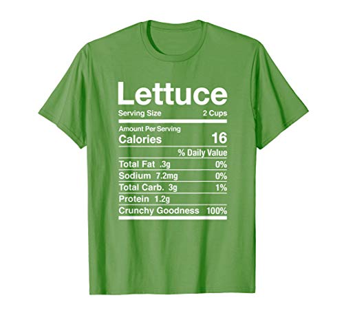 Lettuce Costume Shirt Gift Nutrition Facts Lettuce T-Shirt