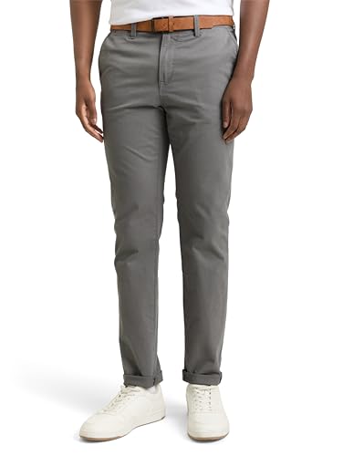 (-38%) TOM TAILOR Denim Herren Slim Fit Chino Hose mit Gürtel 10952 - Castlerock Grey 33W / 34L
