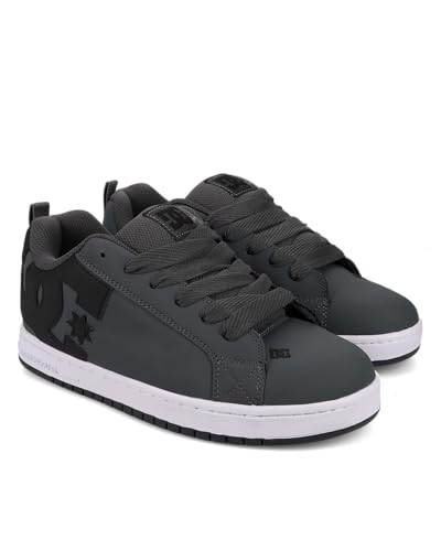 DC Men's Court Graffik Skate Shoe, Dark Grey/Black/White,10.5 M US
