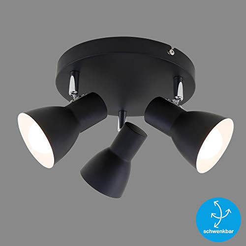 (-25%) Briloner Leuchten Deckenleuchte, Deckenspot, Strahler dreh-und schwenkbar, 3x E14, max. 25 Watt, Retro, Schwarz, 210x140mm (DxH)