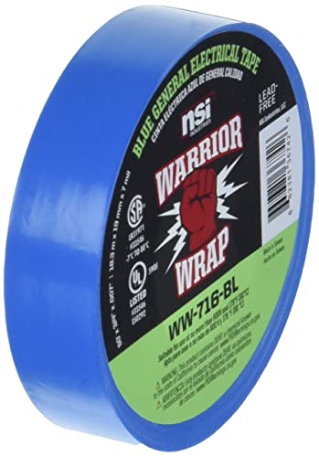 WarriorWrap General 3/4 in. x 60 ft. 7 mil Vinyl Electrical Tape, Blue