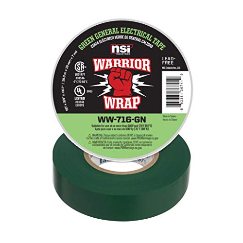 WarriorWrap General 3/4 in. x 60 ft. 7 mil Vinyl Electrical Tape, Green