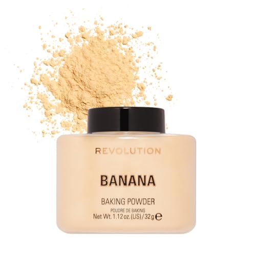 Revolution, Loose Baking Powder, Makeup Setting Powder, Long-Lasting Coverage, Mattifies & Reduces Shine, Banana, 1.12 oz