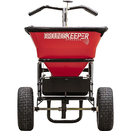 Buyers Products 3039632R Grounds Keeper Commercial All Season Walk Behind Push Spreader, 100lb Capacity, For Seed, Fertilizer, Salt & Snow Melt, Included Grate & Cover With Enclosed Gearbox