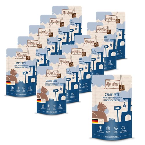 (-34%) MjAMjAM - Premium Nassfutter für Katzen - Quetschie - purer Fleischgenuss - zarte Ente pur, 12er Pack (12 x 125 g), getreidefrei mit extra viel Fleisch